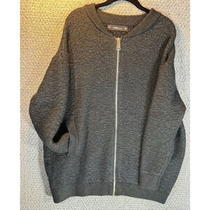 Zara Knit Zip Up Bomber Oversized Textured Sweater Cardigan / Women's Small